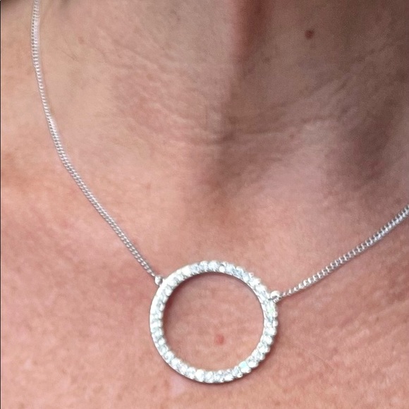 Fashionable LARGE Circle Pendant Full of Top Grade Brilliant Crystals 16” & 18”L - Picture 7 of 7